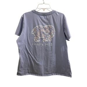 Ivory Ella Light Purple Floral Elephant Short-Sleeve Cotton T-Shirt Large EUC